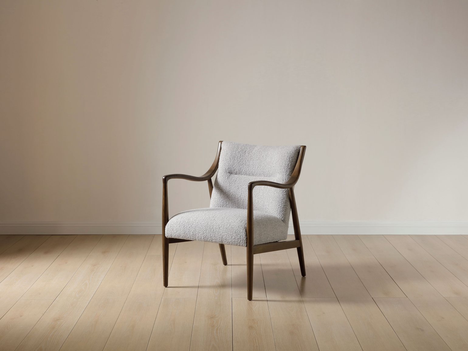 KYOTO FUTONS TARQUIN ACCENT CHAIR GREY BOUCLE LIFESTYLE 01